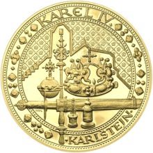 Nejkrásnější medailon IV. - Karlštejn 2 Oz zlato Proof