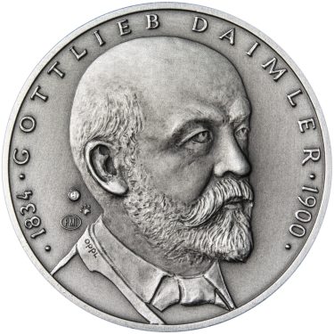 Náhled Averzní strany - Gottlieb Daimler - 180. výročí narození stříbro patina