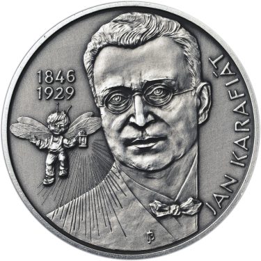 Náhled Averzní strany - Jan Karafiát - Broučci - stříbro 1 Oz patina