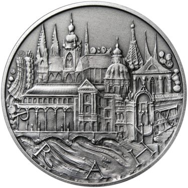 Náhled Averzní strany - Praha - stříbro 1 Oz patina