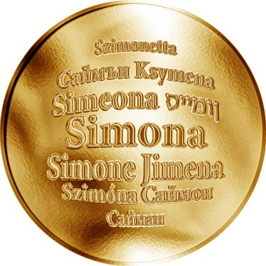 Náhled Averzní strany - Česká jména - Simona - velká zlatá medaile 1 Oz