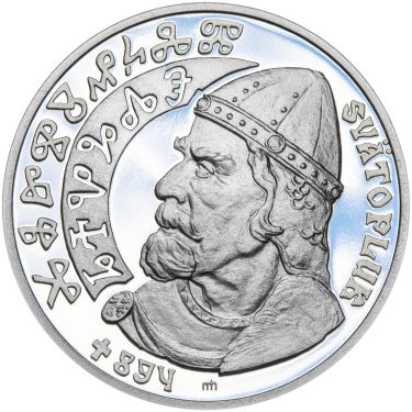 Náhled Averzní strany - Svatopluk - kníže Velkomoravské říše - 28 mm stříbro Proof