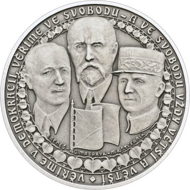 Náhled Averzní strany - 90. výročí vzniku ČSR - stříbro 1 Oz patina